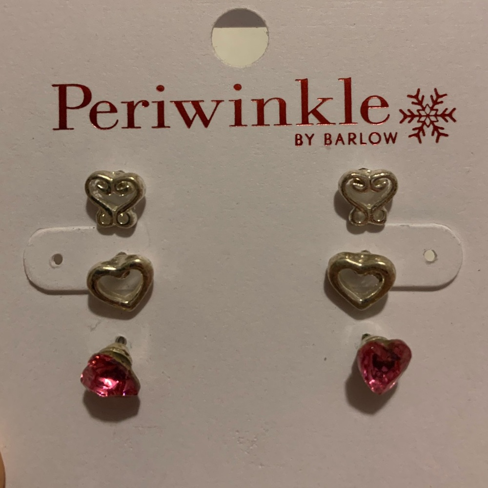 Silver Stud Heart Earring Set